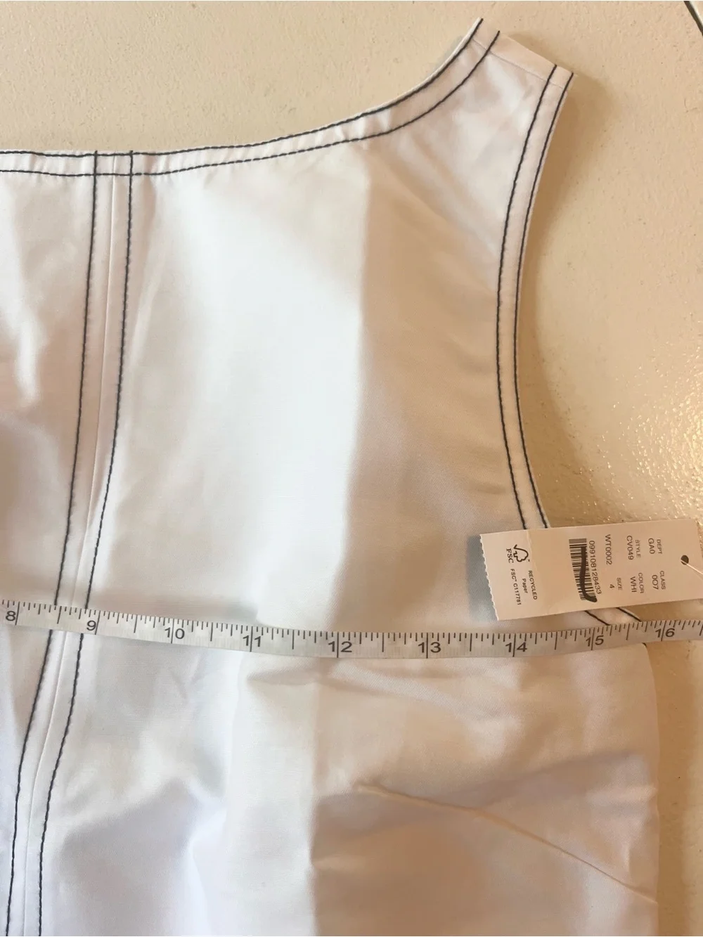 NWT J Crew Contrast-Stitch Shell Top in Double Cotton Poplin – White – Size 4